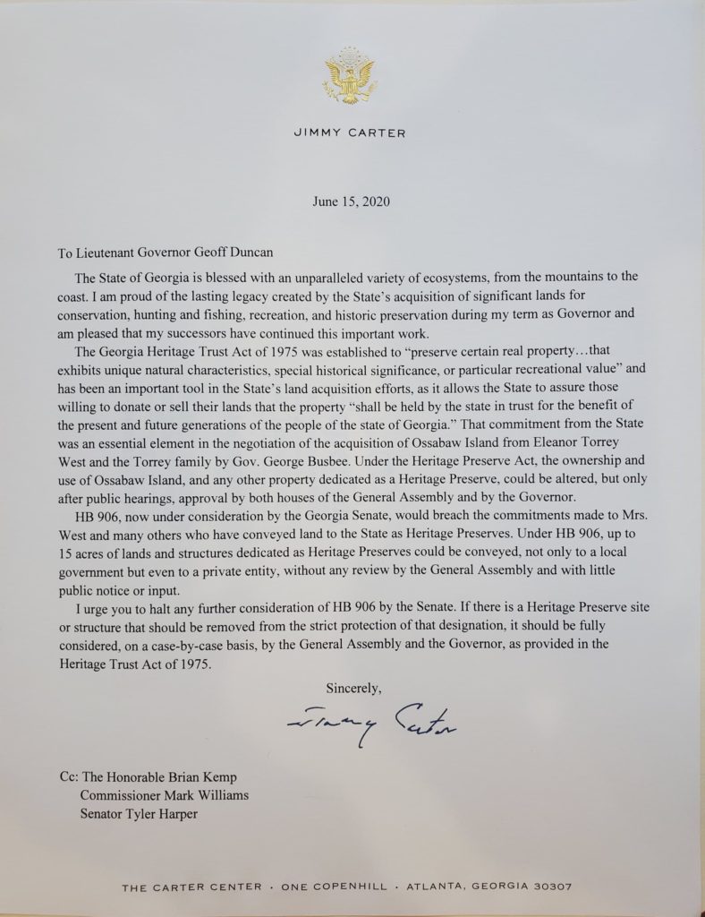 Jimmy Carter Letter re HB 906