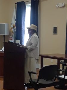 Descendant Eunice Moore at City Council Meeting